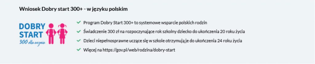 Wniosek Dobry Start 300+ informacje o wsparciu finansowym dla rodzin z dziećmi.