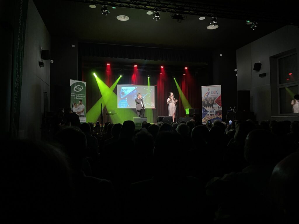 Występ na scenie z artystami koncertu.